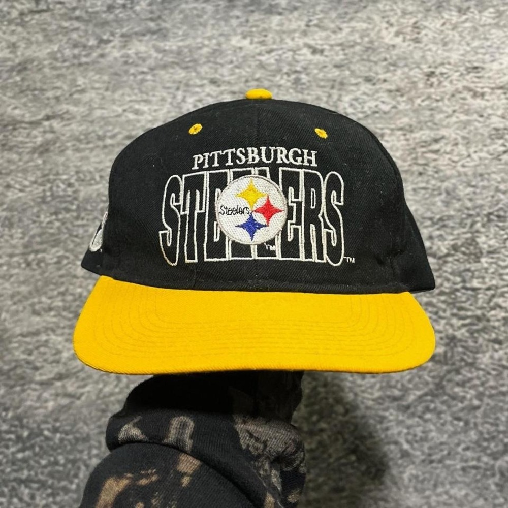 Vintage Pittsburgh Steelers‎ Snapback Hat Black Yellow NFL Embroidered Wool 90s